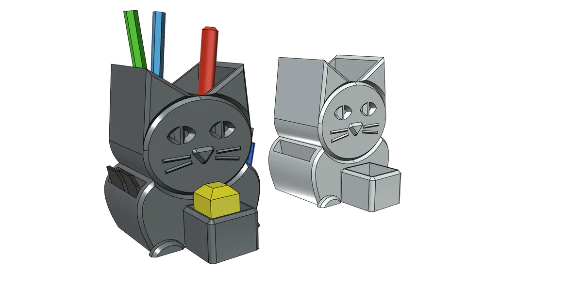 Hộp đựng bút để bàn hình mèo 3D (Cat Pencil Holder) in không cần support - Image 15