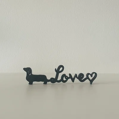 Mô hình trang trí Dachshund Love V2 - Đồ decor nghệ thuật 3D