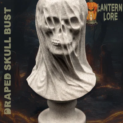Tượng Bust Đầu Lâu Phủ Vải (Pre Supported) – Draped Skull Bust