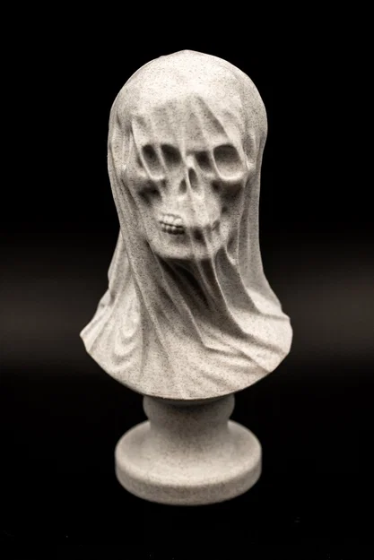 Tượng Bust Đầu Lâu Phủ Vải (Pre Supported) – Draped Skull Bust - Image 2