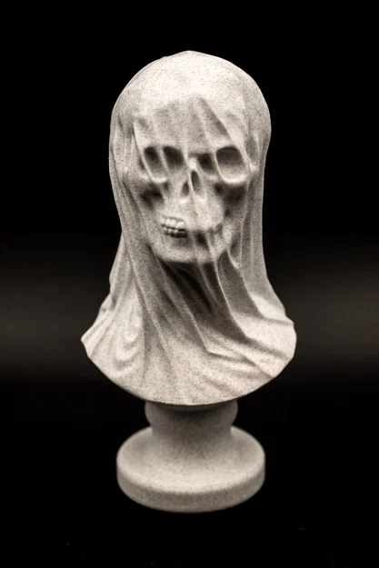 Tượng Bust Đầu Lâu Phủ Vải (Pre Supported) – Draped Skull Bust - Image 5