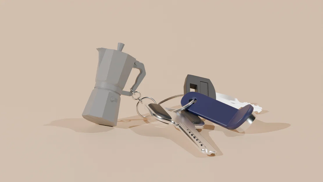 Móc khóa ấm pha cà phê Moka Pot - Mẫu in 3D siêu đáng yêu - Image 1