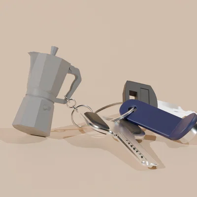 Móc khóa ấm pha cà phê Moka Pot - Mẫu in 3D siêu đáng yêu