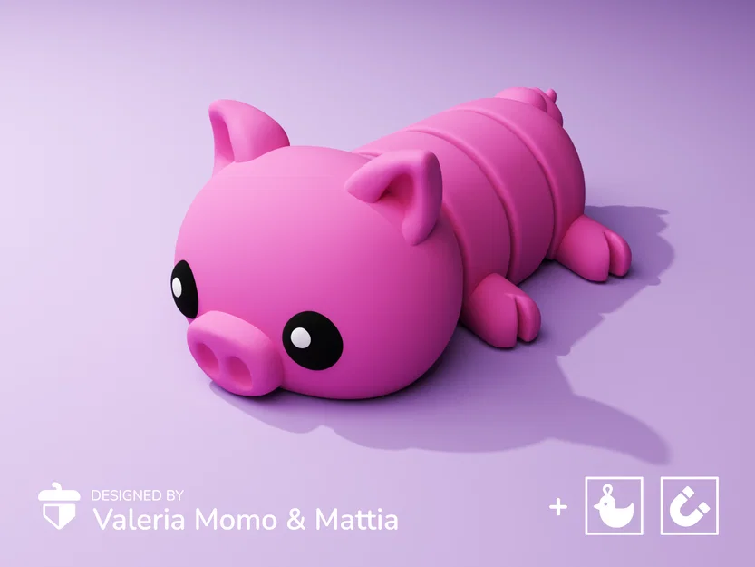 Heo Cute Flexi Pets (Móc khóa & Nam châm) – print-in-place, không cần supports - Image 1