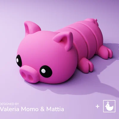 Heo Cute Flexi Pets (Móc khóa & Nam châm) – print-in-place, không cần supports
