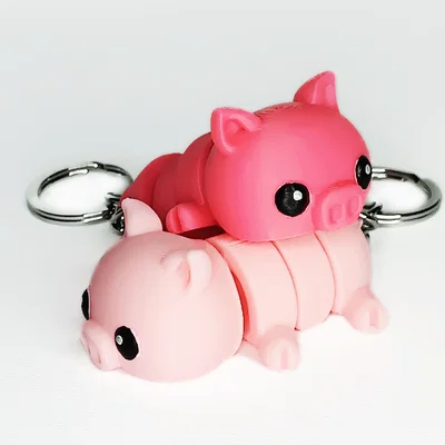 Heo Cute Flexi Pets (Móc khóa & Nam châm) – print-in-place, không cần supports