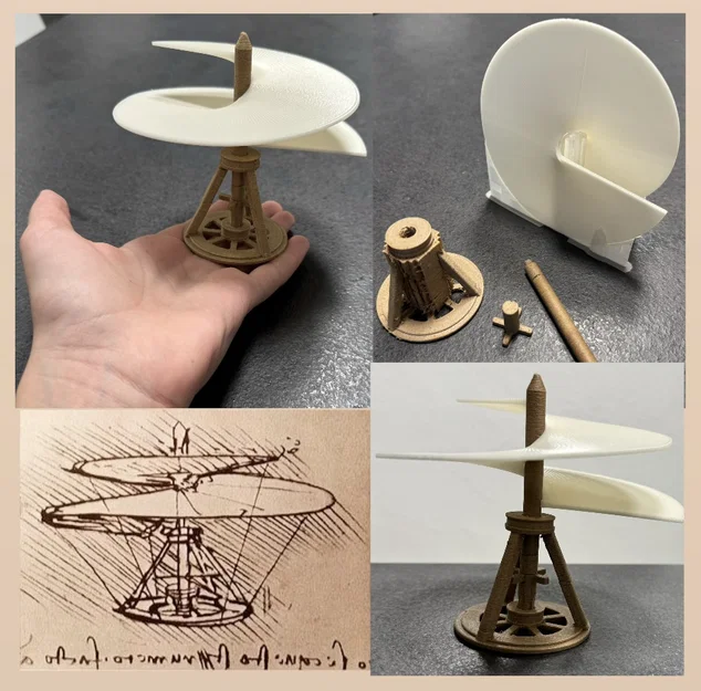 Mô hình trực thăng 3D Leonardo da Vinci cổ điển (Aerial Screw) - Image 1