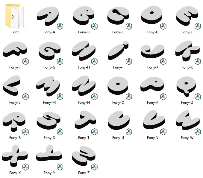Bộ chữ cái 3D Fony Font - Thiết kế bo tròn độc đáo để trang trí - Image 1