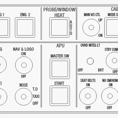 Bảng đèn Overhead Airbus A320 (25 VU)