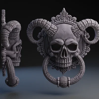 Tay nắm cửa hình đầu lâu Gothic trang trí Halloween cực chất