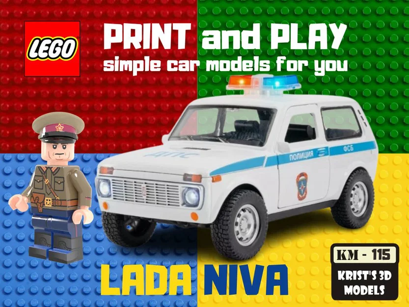 Mô hình xe LEGO LADA NIVA Cabrio 3D in tại nhà cực chất - Image 1