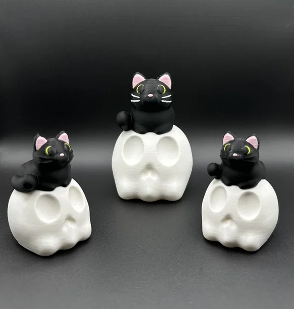 Mèo Đen Ngồi Trên Đầu Lâu (Black Cat on Skull) - Image 2
