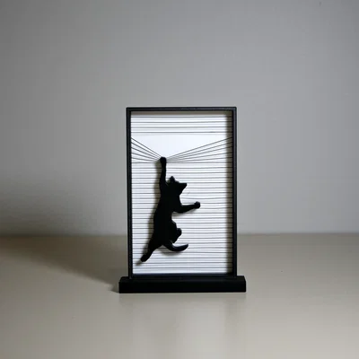 Mô hình trang trí mèo con leo rèm cửa 3D độc đáo