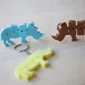 Móc khóa tê giác khớp nối Flexi Rhinoceros in 3D siêu dễ thương - Thumbnail 1