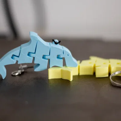 Móc khóa cá heo in 3D cử động linh hoạt (Flexi Dolphin Keychain)