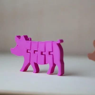 Móc khóa chú heo Flexi Pig Articulated in 3D dễ thương