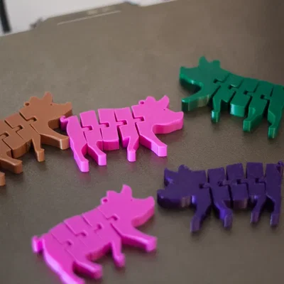 Móc khóa chú heo Flexi Pig Articulated in 3D dễ thương