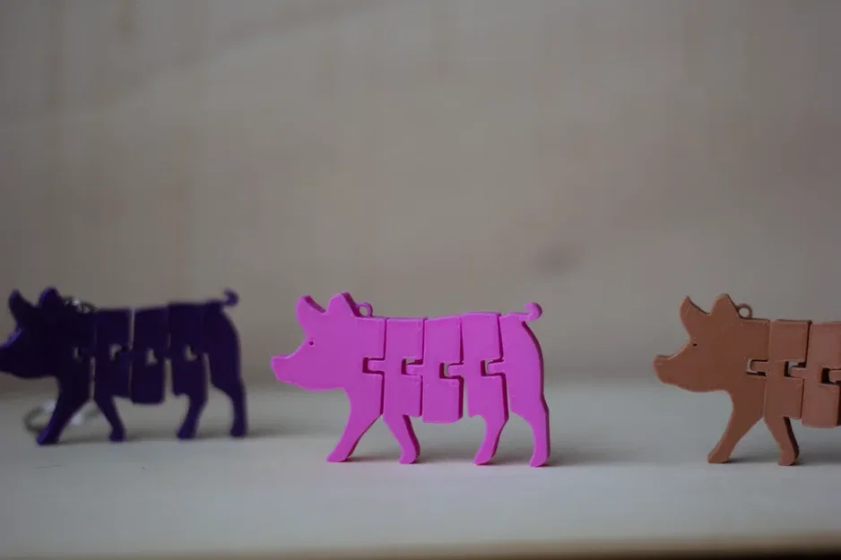 Móc khóa chú heo Flexi Pig Articulated in 3D dễ thương - Image 3