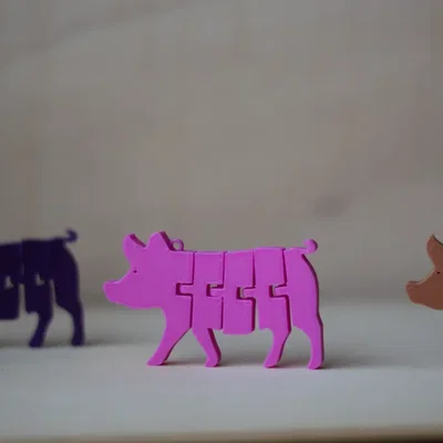 Móc khóa chú heo Flexi Pig Articulated in 3D dễ thương