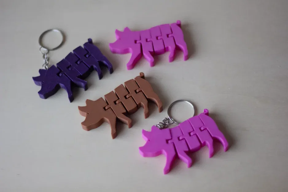 Móc khóa chú heo Flexi Pig Articulated in 3D dễ thương - Image 4