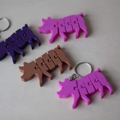 Móc khóa chú heo Flexi Pig Articulated in 3D dễ thương
