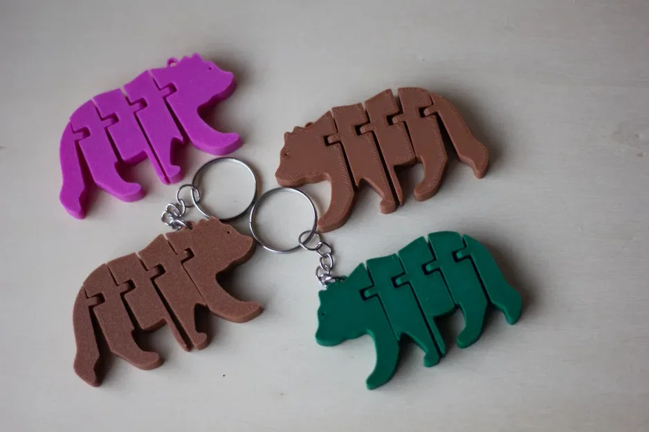 Móc khóa gấu Flexi Bear Articulated - In 3D siêu linh hoạt - Image 1