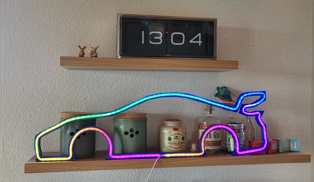 Bảng đèn LED neon silhouette Porsche GT3 RS in 3D - Image 1