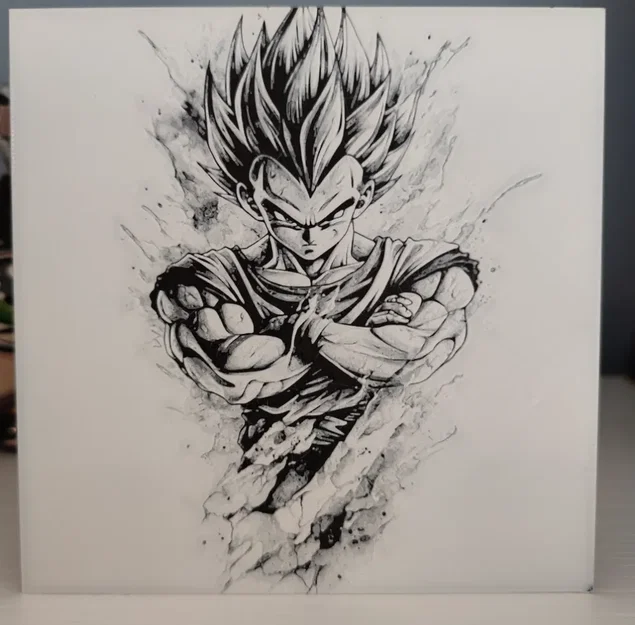 Tranh in 3D Hueforge Vegeta phong cách phác thảo cực chất - Image 1