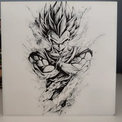 Tranh in 3D Hueforge Vegeta phong cách phác thảo cực chất