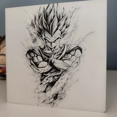 Tranh in 3D Hueforge Vegeta phong cách phác thảo cực chất