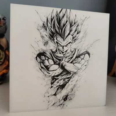 Tranh in 3D Hueforge Vegeta phong cách phác thảo cực chất