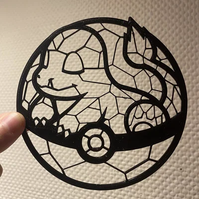Mô hình trang trí Charmander trong Pokeball nghệ thuật 2D