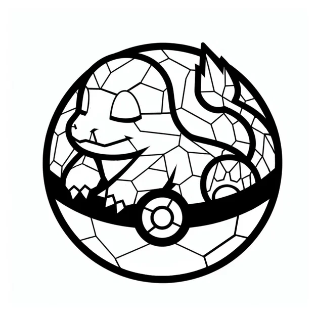 Mô hình trang trí Charmander trong Pokeball nghệ thuật 2D - Image 2