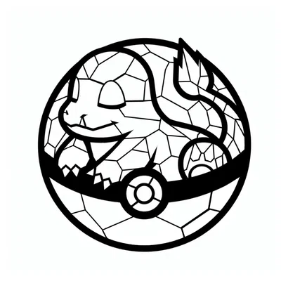 Mô hình trang trí Charmander trong Pokeball nghệ thuật 2D