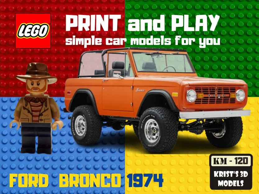 Mô hình in 3D Ford Bronco 1974 kết hợp lắp ráp LEGO cực chất - Image 1