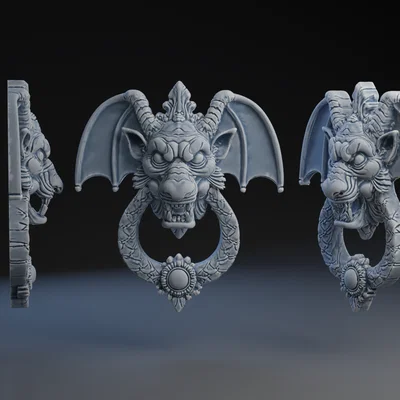 Tay nắm cửa 3D hình Gargoyle phong cách Gothic ma mị