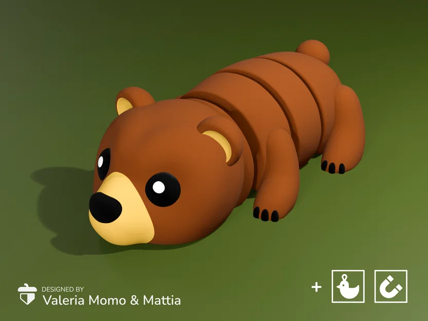 Gấu Grizzly Flexi Dễ Thương (Đồ chơi, Móc khóa & Nam châm) - Image 1