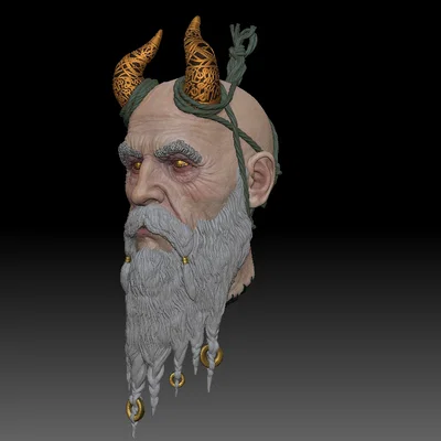 Mô hình 3D đầu nhân vật Mimir từ God of War Ragnarok siêu chi tiết