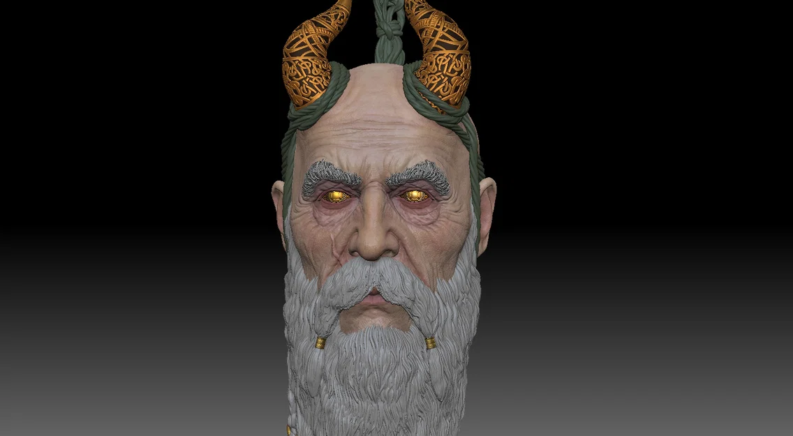 Mô hình 3D đầu nhân vật Mimir từ God of War Ragnarok siêu chi tiết - Image 3