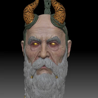 Mô hình 3D đầu nhân vật Mimir từ God of War Ragnarok siêu chi tiết