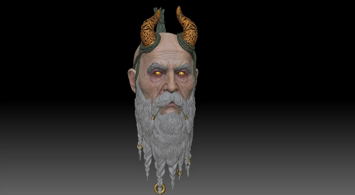 Mô hình 3D đầu nhân vật Mimir từ God of War Ragnarok siêu chi tiết - Image 4