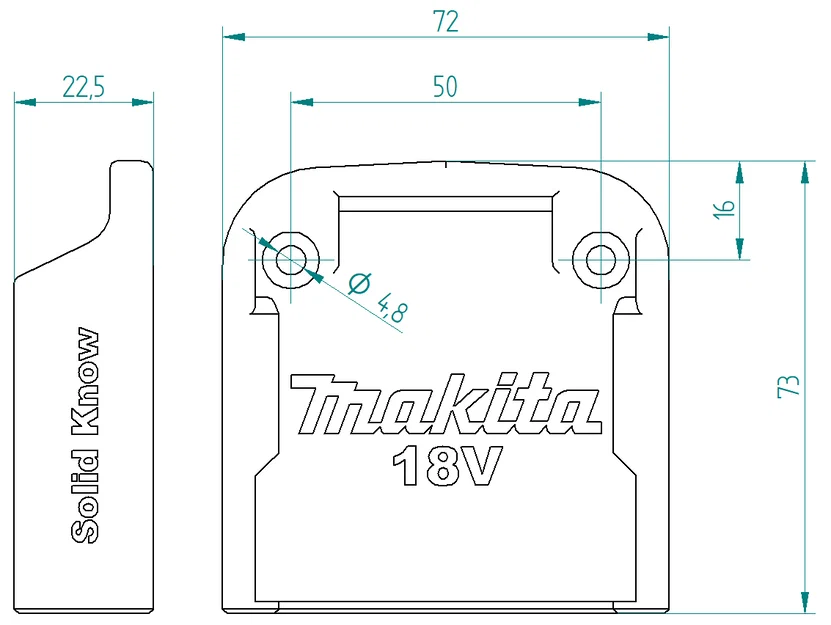 Giá đỡ pin Makita 18V bản dài (Makita 18V Batteryholder Long) - Image 2