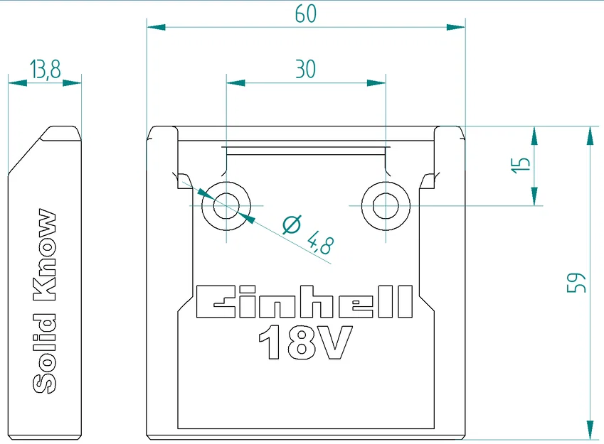 Giá đỡ pin Einhell 18V bản dài (Einhell 18V Batteryholder Long) - Image 2