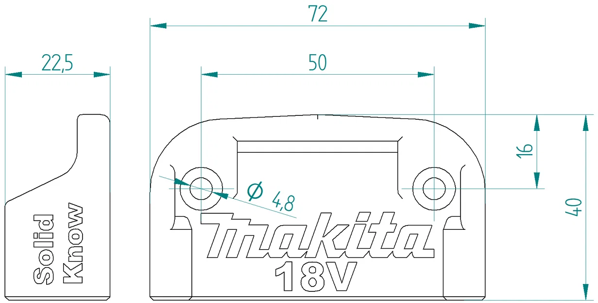 Holder pin Makita 18V (Makita 18V Batteryholder) - Image 2