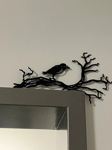 Mô hình quạ đậu trên cành cây - Trang trí tường Halloween ấn tượng - Image 1