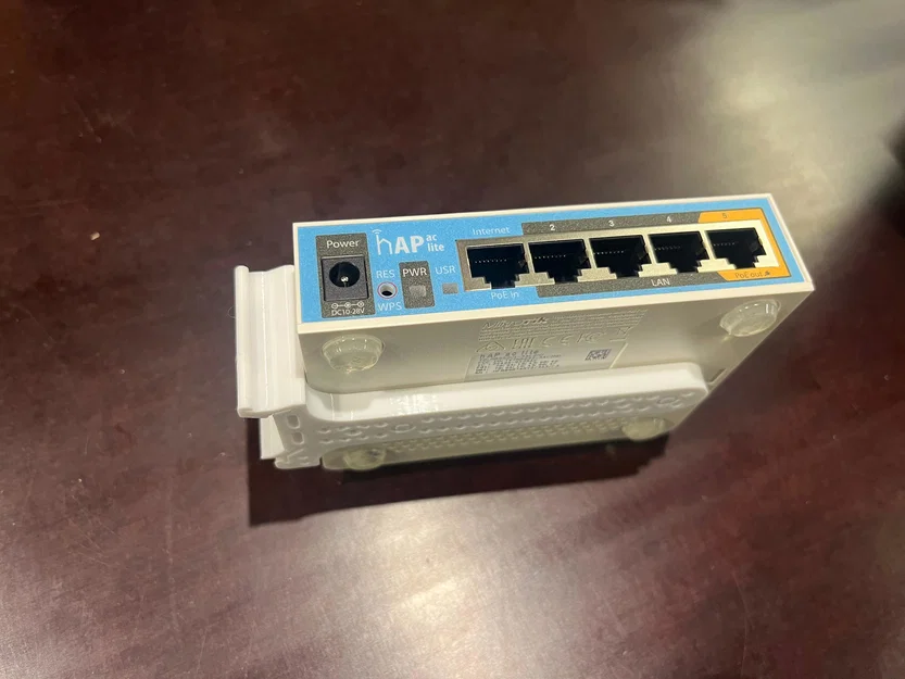 Ngàm gắn DIN rail 3D cho router Mikrotik hEX, hAP series - Image 1