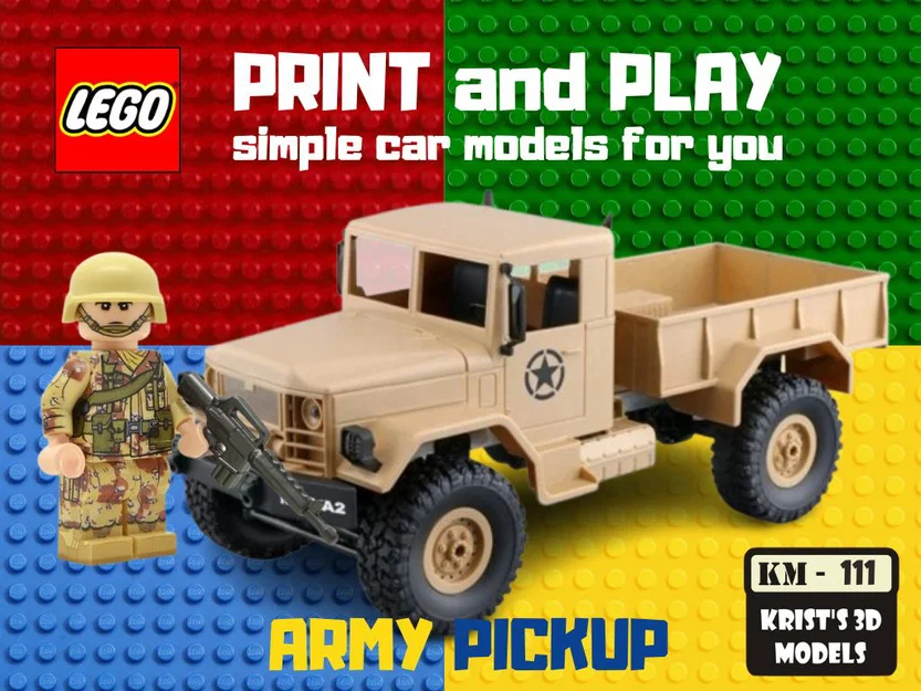Mô hình xe bán tải quân sự 3D tương thích LEGO - Army Offroad Pickup - Image 1