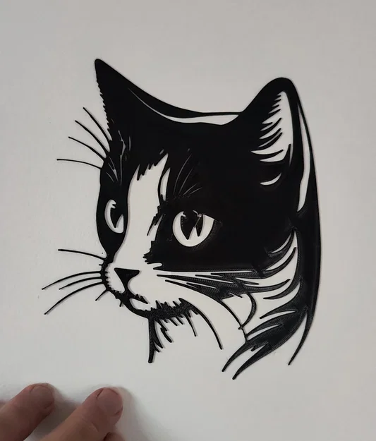 Mẫu in 3D đầu mèo trang trí tường độc đáo - Image 1