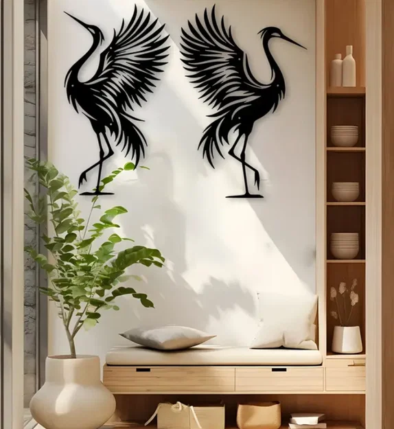 Mô hình trang trí tường Chim Hạc nghệ thuật - File in 3D chất lượng - Image 1