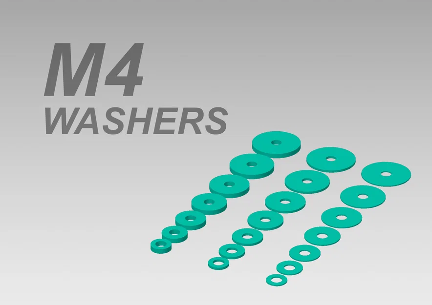 Bộ sưu tập long đền M4 (M4 washer collection) cho in 3D - Image 1